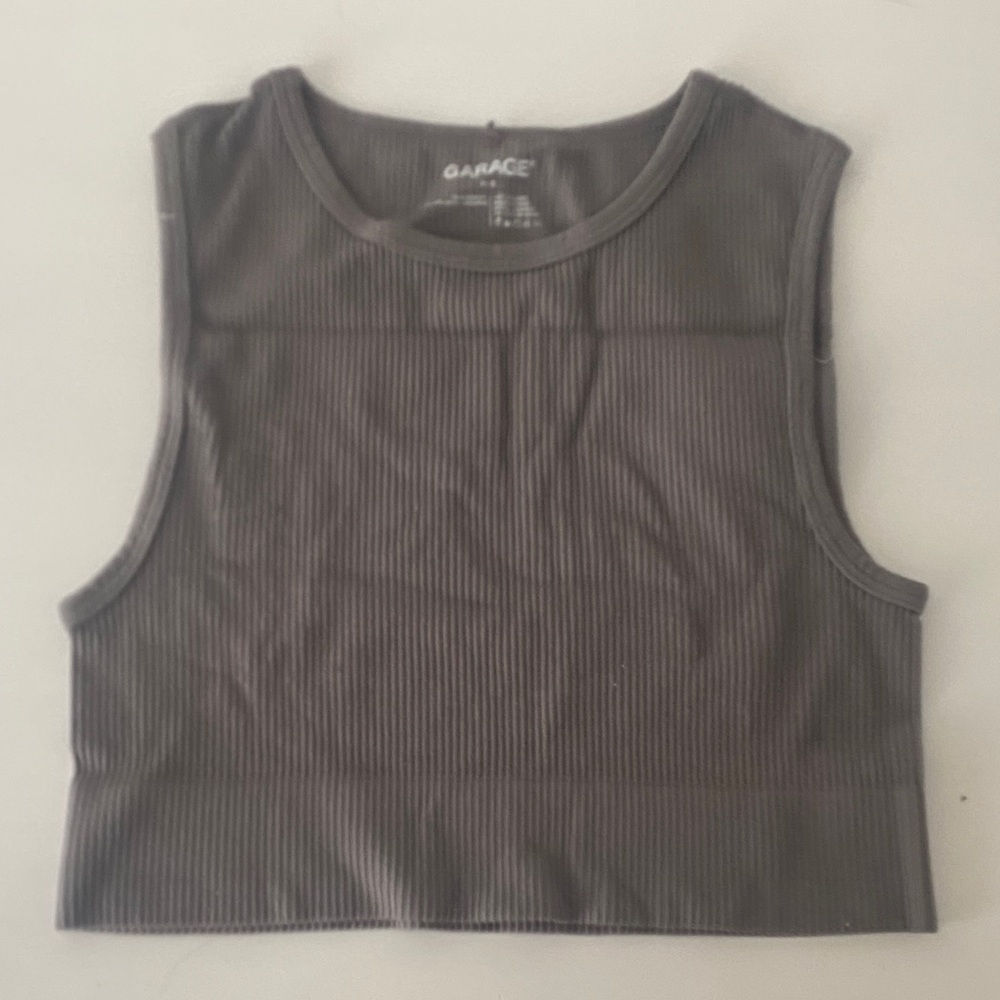 Garage Charcoal Ribbed Tank Top